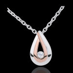 Collier goutte de rose - or blanc et or rose 18 carats - 45cm