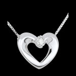Collier joli coeur or blanc 18 carats et diamant