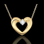 Collier joli coeur or jaune 9 carats et diamant - 45cm