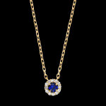 Collier nocta  or jaune 9 carats, saphir et diamants synthtiques