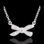 Collier noeud ma ch�rie or blanc 9 carats