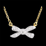 Collier noeud ma chérie or blanc et or jaune 18 carats Collier noeud ma chérie or blanc et or jaune 18 carats