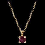 Collier oiseau de paradis - solitaire rubis - or jaune 18 carats