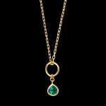 Collier olivia  or jaune 9 carats, meraude synthtique