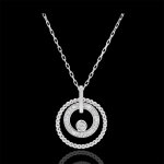 Collier or blanc 9 carats et diamants - fleur de sel - cercle - or blanc