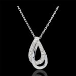 Collier or blanc 9 carats glamour - 17 diamants