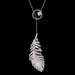 Collier panache - sautoir - or blanc 9 carats et diamants synthtiques