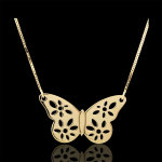 Collier papillon dentelle - or jaune 9 carats