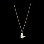 Collier papillon de minuit - or jaune 9 carats et diamants synth�tiques