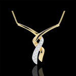 Collier pav - baiser du gupard - 13 diamants - or blanc et or jaune