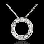 Collier pendule or blanc 18 carats pav�e - 22 diamants