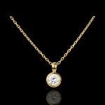 Collier poupe solitaire or jaune 18 carats