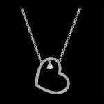 Collier prcieux secret - coeur pench - or blanc 18 carats et diamant