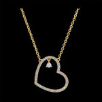 Collier prcieux secret - coeur pench - or jaune 18 carats et diamant