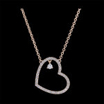 Collier prcieux secret - coeur pench - or rose 18 carats et diamants