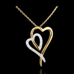 Collier reflet - 17 diamants - or blanc et or jaune 18 carats