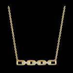 Collier regard d'orient - maillon cubain - or jaune 9 carats et diamants Collier regard d'orient - maillon cubain - or jaune 9 carats et diamants