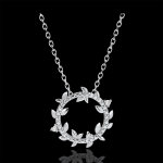 Collier rond jardin enchant� - feuillage royal - or blanc 9 carats et d