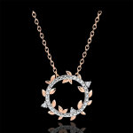 Collier rond jardin enchant� - feuillage royal - or rose 9 carats et di