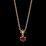 Collier rubelya  or jaune 9 carats, rubis et diamant synthtiques