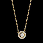 Collier solara  or jaune 9 carats et diamants synthtiques