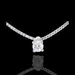 Collier solitaire or blanc 18 carats - 0. 11 carat