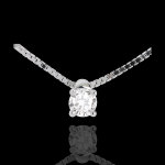 Collier solitaire or blanc 18 carats - 0. 16 carat