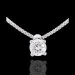 Collier solitaire or blanc 18 carats - 0. 2 carat