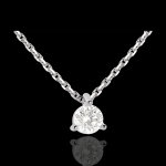 Collier solitaire or blanc 18 carats - 0. 26 carat