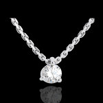 Collier solitaire or blanc 18 carats - 0. 31 carat