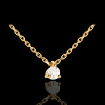 Collier solitaire or jaune 18 carats - 0. 11 carat