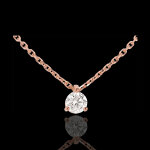 Collier solitaire or rose 18 carats (tgm) - 0. 305 carat