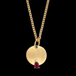 Collier thalya  or jaune 9 carats et rubis synthtique