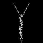 Collier tige jardin enchant - feuillage royal - or blanc 9 carats et d