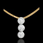 Collier trilogie filante - 3 diamants - or blanc et or jaune 18 carats Collier trilogie filante - 3 diamants - or blanc et or jaune 18 carats