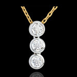 Collier trilogie filante - 3 diamants - or blanc et or jaune 18 carats