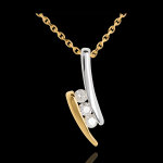 Collier trilogie nid précieux - citation - 3 diamants - or blanc et or Collier trilogie nid précieux - citation - 3 diamants - or blanc et or
