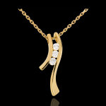 Collier trilogie nid prcieux - silhouette - or jaune 18 carats - 3 dia