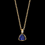 Collier z�phyria � or jaune 9 carats, saphir et diamant synth�tiques