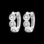 Créoles fraîcheur - trio diamants - or blanc 9 carats et diamants Créoles fraîcheur - trio diamants - or blanc 9 carats et diamants
