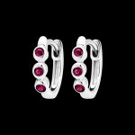 Croles oiseau de paradis - trio rubis - or blanc 9 carats et rubis