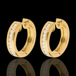 Croles or jaune 18 carats diamants - serti rail - 0. 33 carats - 22 dia