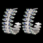 Croles panache - rvrence - or blanc 9 carats avec saphirs et mer