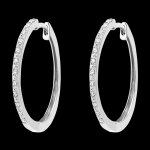Créoles semi - pavées diamants - noa - or blanc 9 carats et diamants Créoles semi - pavées diamants - noa - or blanc 9 carats et diamants