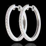 Créoles semi pavées or blanc 18 carats - 32 diamants Créoles semi pavées or blanc 18 carats - 32 diamants