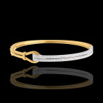 Double jonc agrafe pav - 54 diamants 0. 32 carats - or blanc et or jaun