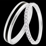 Duo d'alliances clair obscur & bettina - or blanc et laque & or blanc et