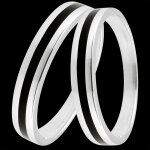 Duo d'alliances clair obscur - or blanc et laque - 9 carats