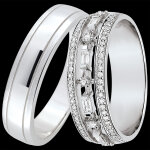 Duo d'alliances horizon & petite impratrice - or blanc & diamants - 9 c