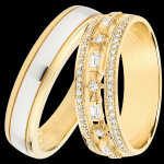 Duo d'alliances horizon & petite impratrice - or jaune et or blanc & or